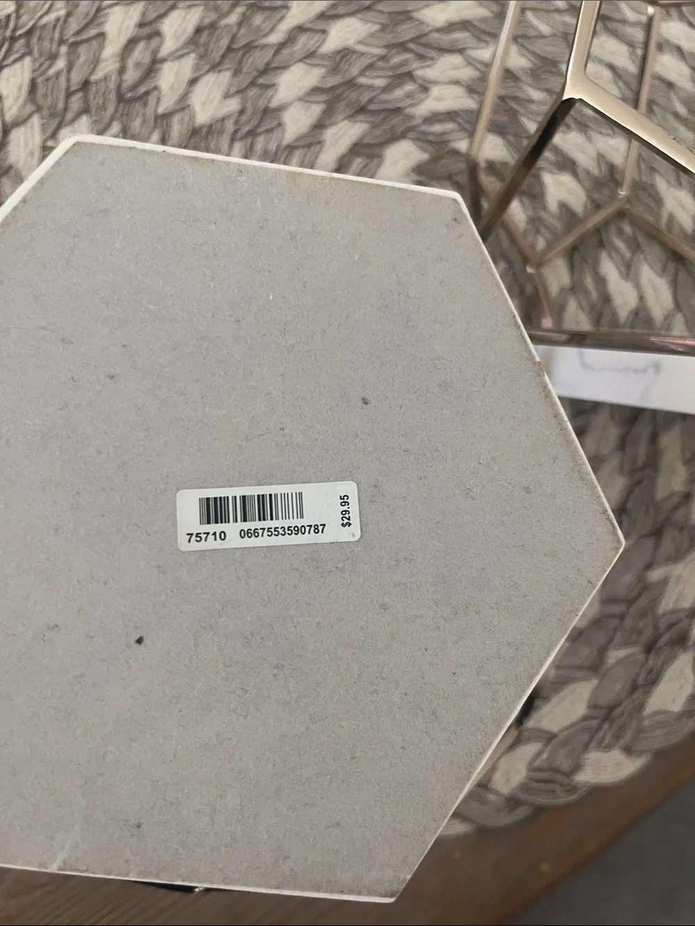 NWT 2 Gold geometric faux white marble base candle Holders